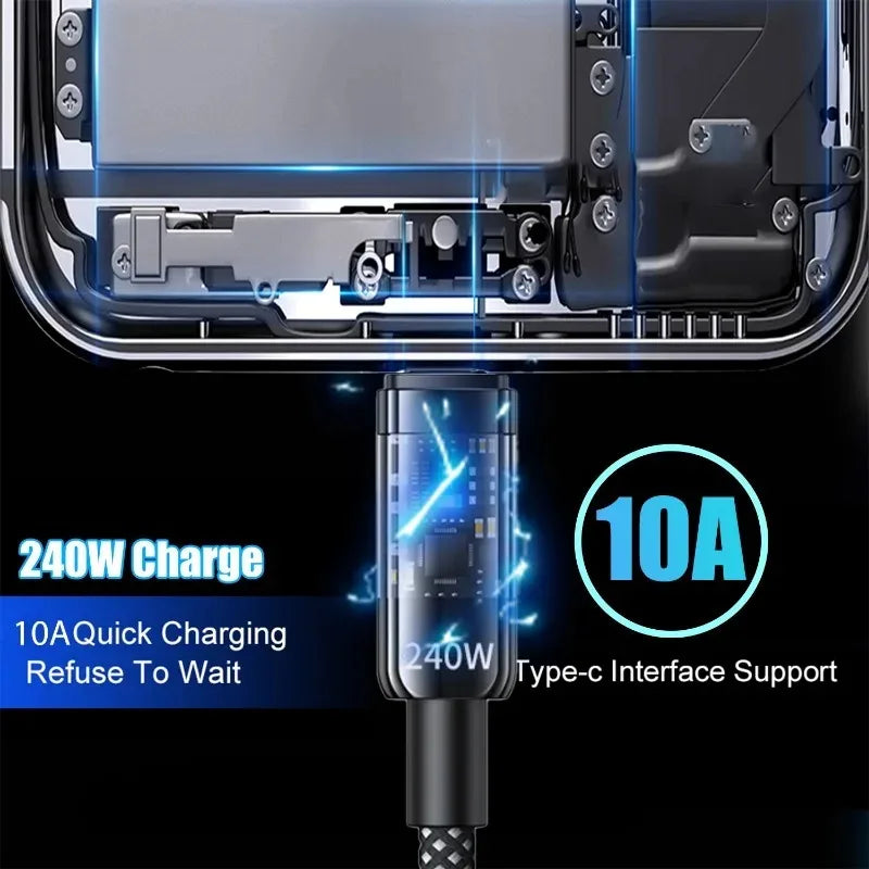 Cable USB-C 240W Carga Súper Rápida 2M | Ultra Resistente